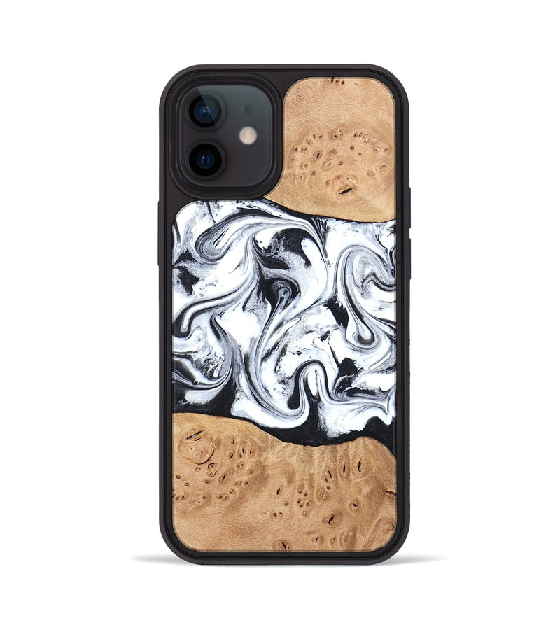iPhone 12 Wood Phone Case - Kaleena (Black & White, 820338)