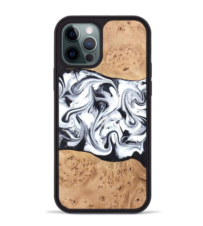 iPhone 12 Pro Max Wood Phone Case - Kaleena (Black & White, 820338)