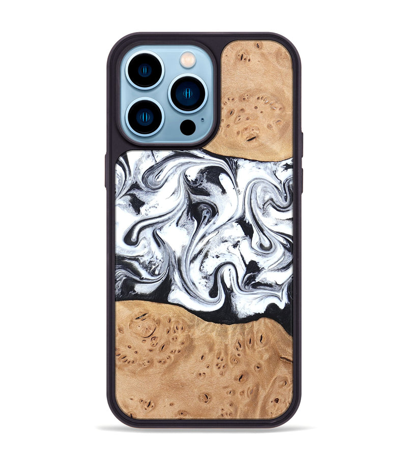 iPhone 14 Pro Max Wood Phone Case - Kaleena (Black & White, 820338)