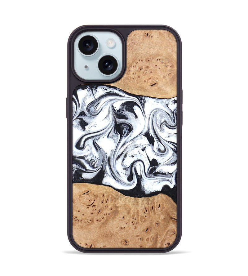 iPhone 15 Wood Phone Case - Kaleena (Black & White, 820338)