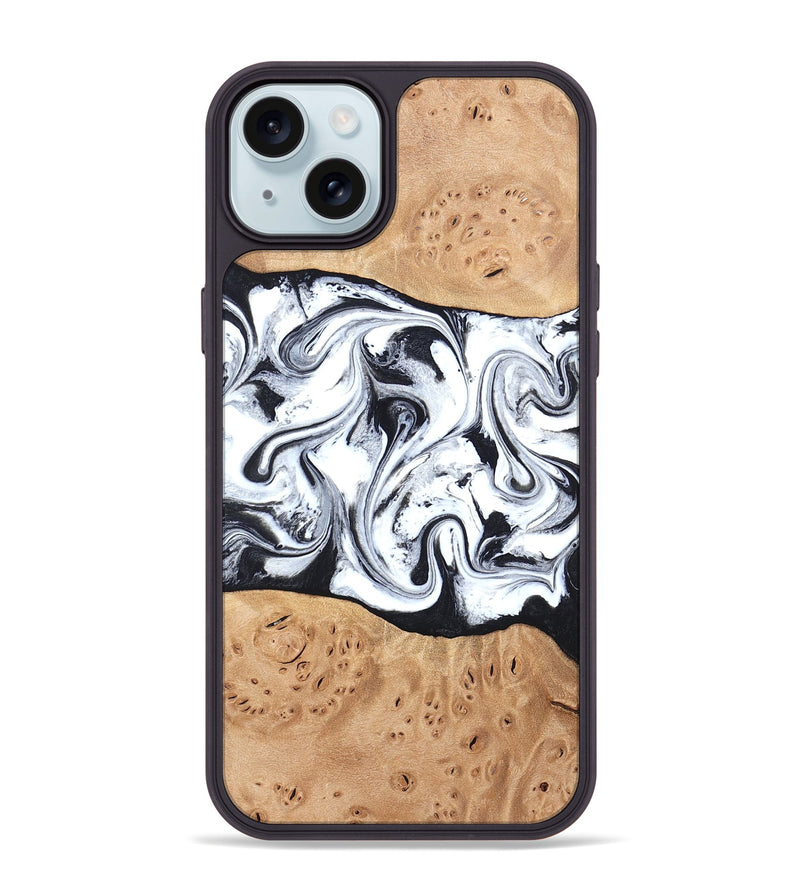 iPhone 15 Plus Wood Phone Case - Kaleena (Black & White, 820338)