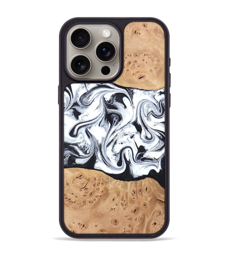 iPhone 15 Pro Max Wood Phone Case - Kaleena (Black & White, 820338)