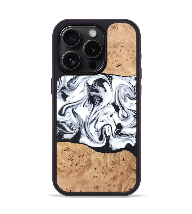 iPhone 15 Pro Wood Phone Case - Kaleena (Black & White, 820338)
