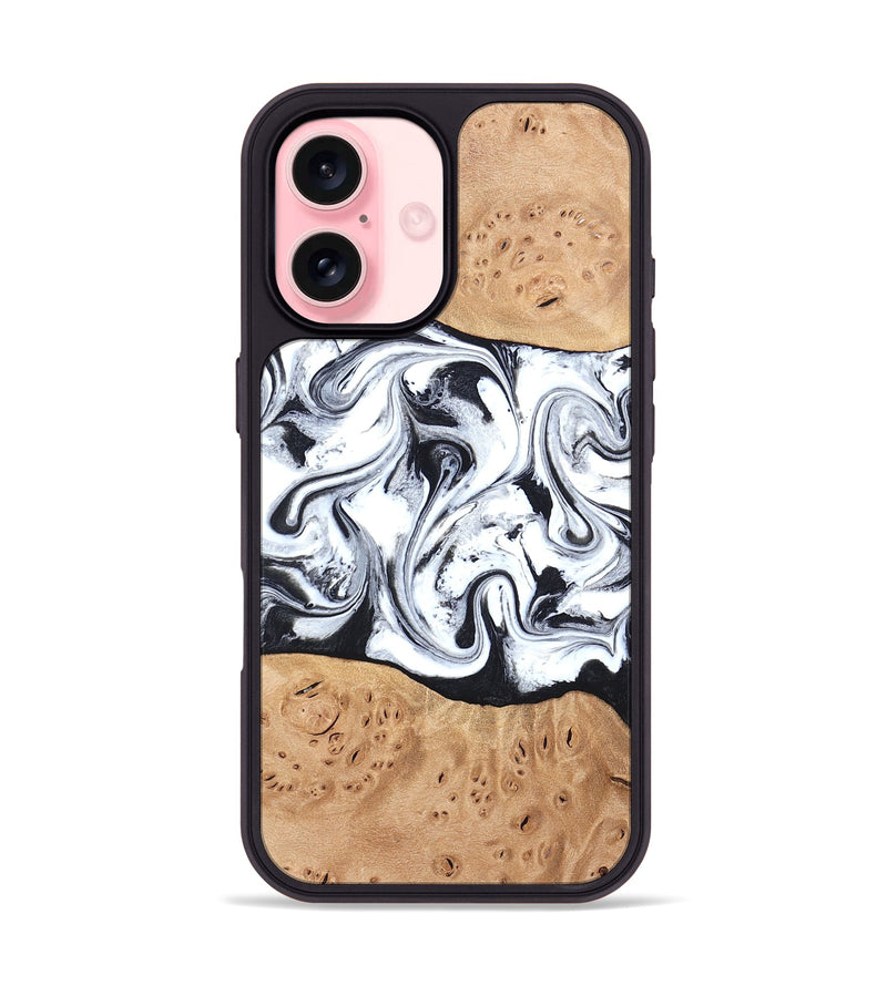 iPhone 16 Wood Phone Case - Kaleena (Black & White, 820338)
