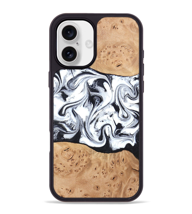 iPhone 16 Plus Wood Phone Case - Kaleena (Black & White, 820338)