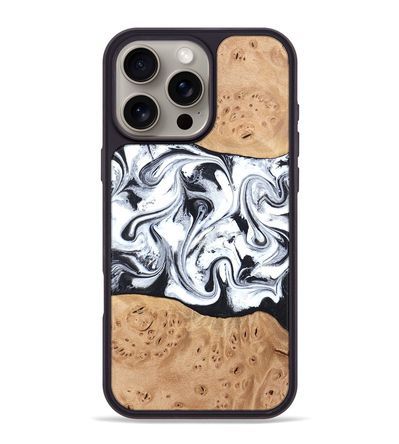iPhone 16 Pro Max Wood Phone Case - Kaleena (Black & White, 820338)