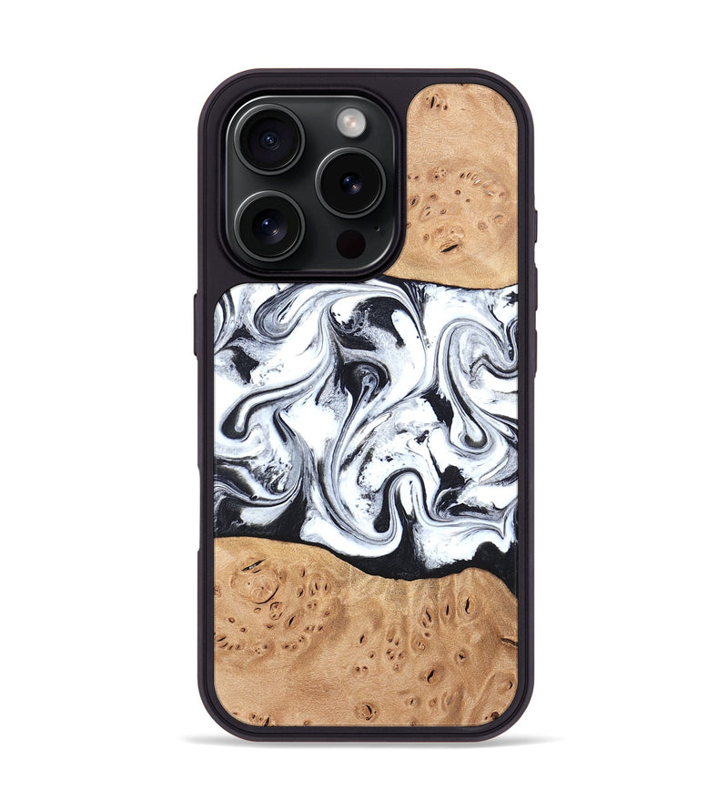iPhone 16 Pro Wood Phone Case - Kaleena (Black & White, 820338)