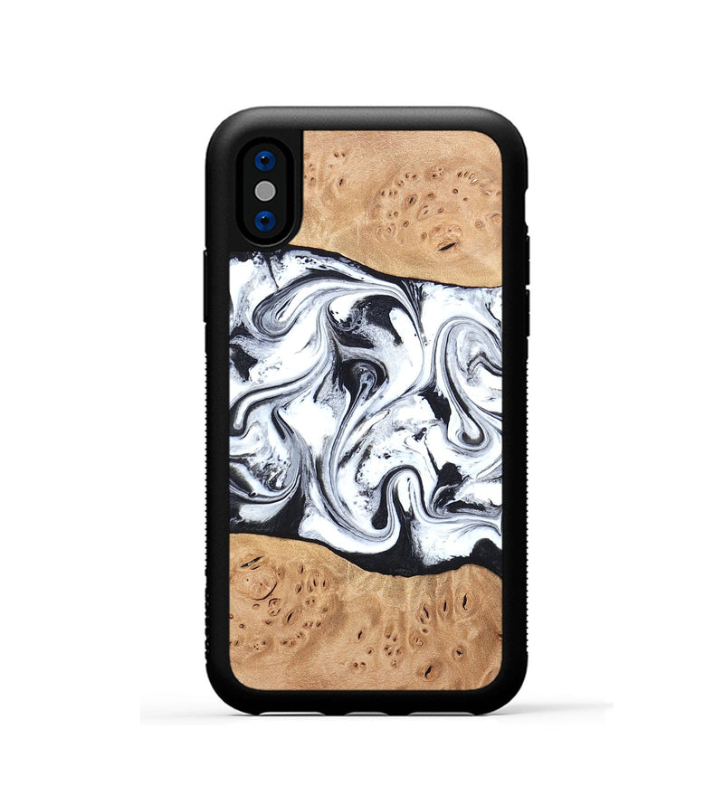 iPhone Xs Wood Phone Case - Kaleena (Black & White, 820338)