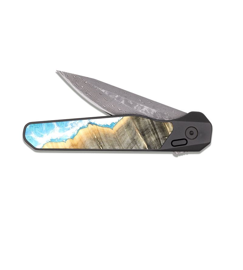 EDC Dark Damascus Wood Pocket Knife - Kashton (Coastal, 820345)