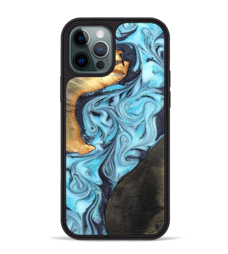 iPhone 12 Pro Max Wood Phone Case - Althea (Blue, 820357)