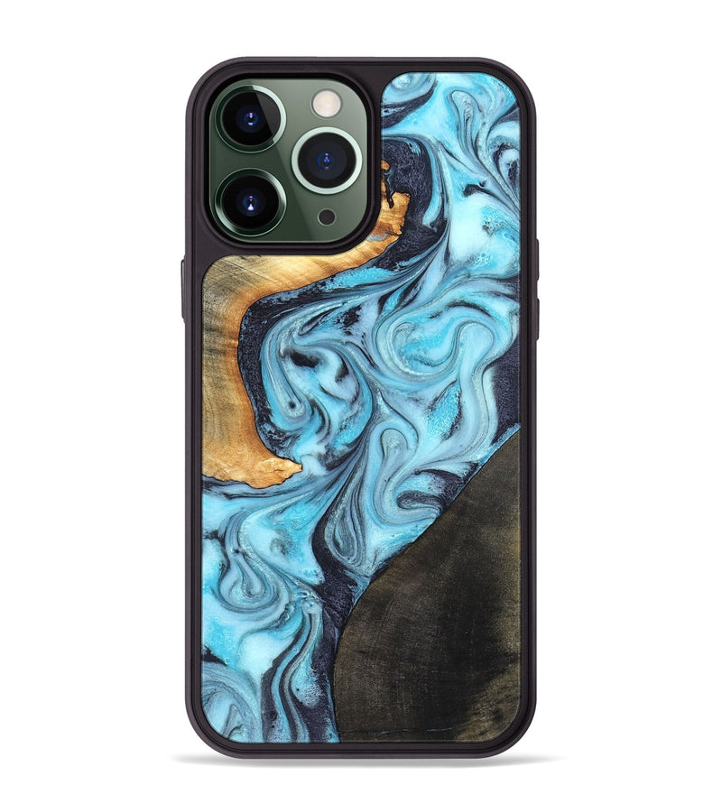 iPhone 13 Pro Max Wood Phone Case - Althea (Blue, 820357)