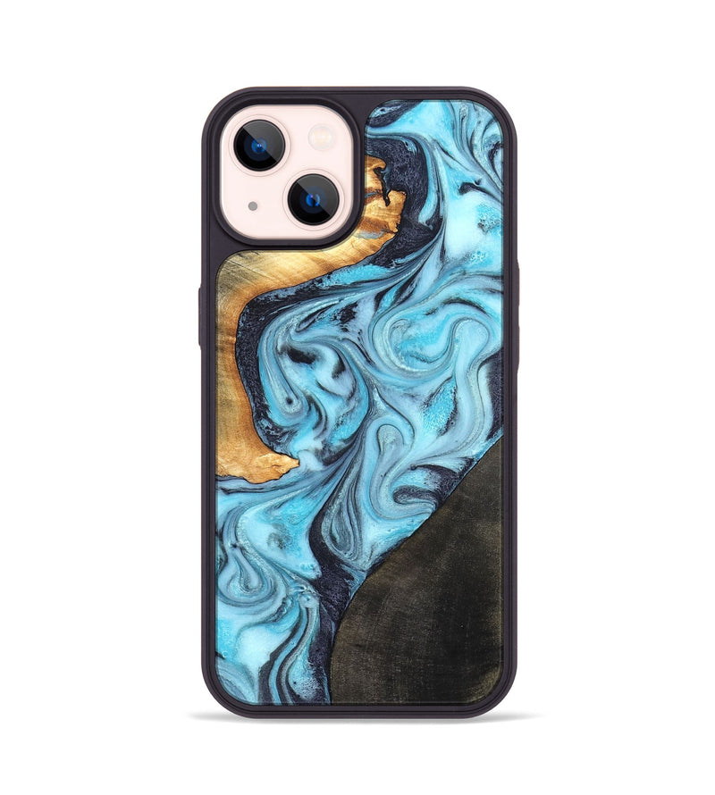 iPhone 14 Wood Phone Case - Althea (Blue, 820357)