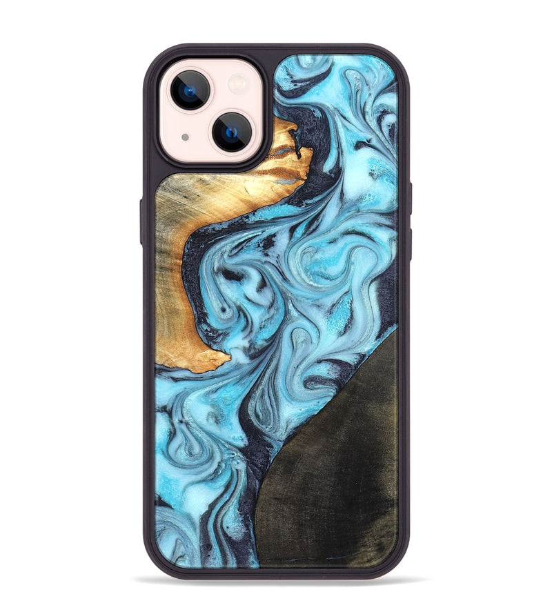 iPhone 14 Plus Wood Phone Case - Althea (Blue, 820357)