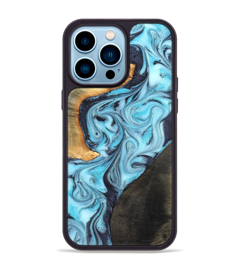 iPhone 14 Pro Max Wood Phone Case - Althea (Blue, 820357)