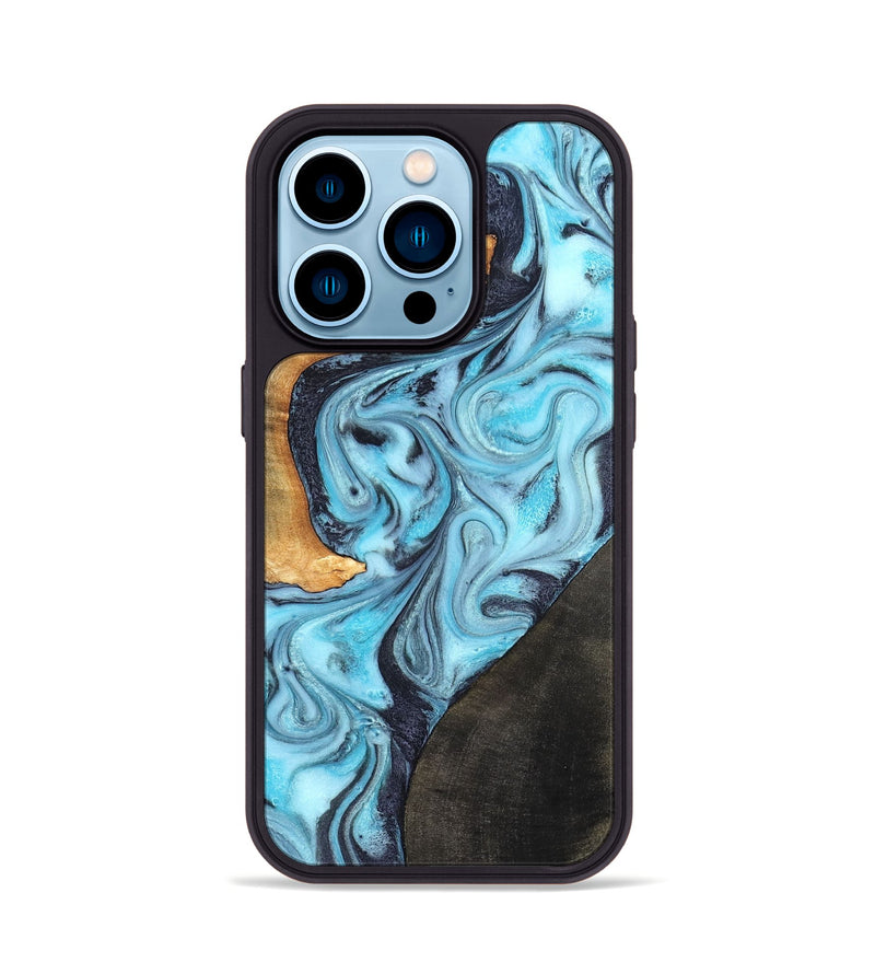 iPhone 14 Pro Wood Phone Case - Althea (Blue, 820357)