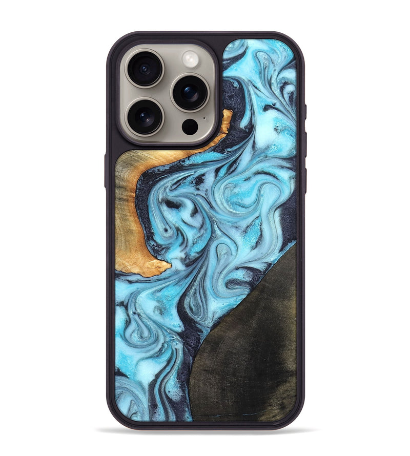 iPhone 15 Pro Max Wood Phone Case - Althea (Blue, 820357)