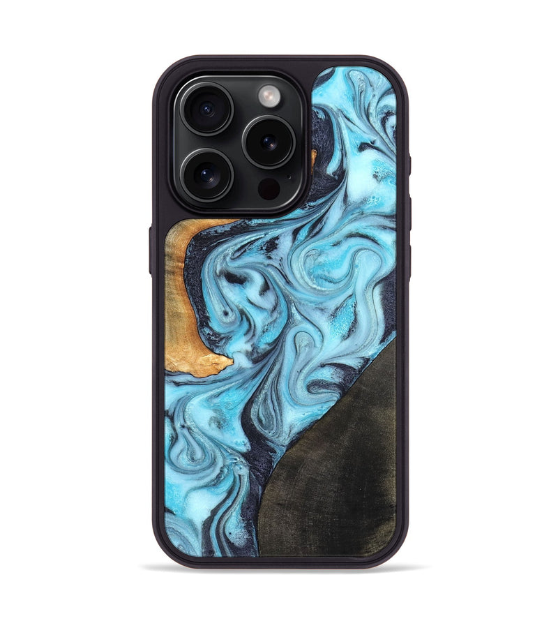 iPhone 15 Pro Wood Phone Case - Althea (Blue, 820357)