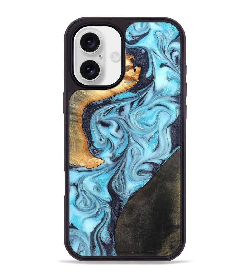 iPhone 16 Plus Wood Phone Case - Althea (Blue, 820357)