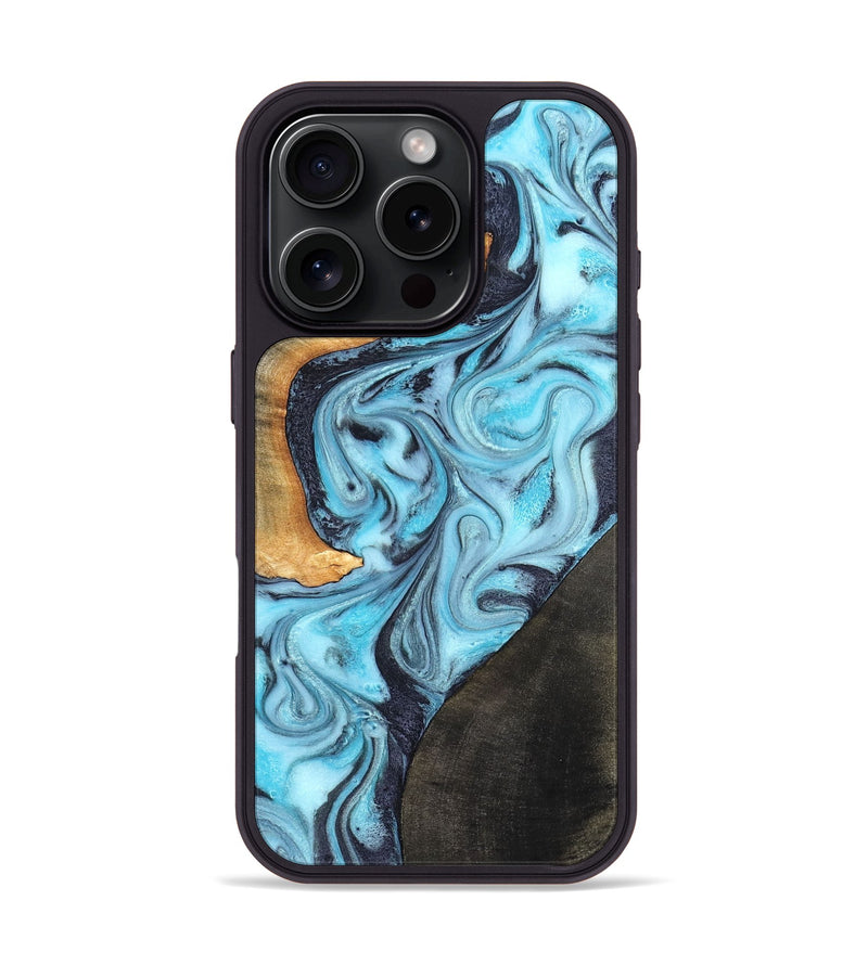 iPhone 16 Pro Wood Phone Case - Althea (Blue, 820357)