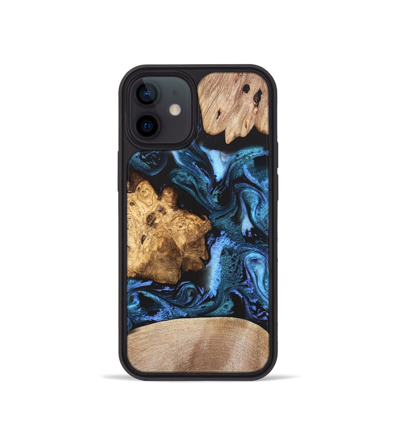 iPhone 12 mini Wood Phone Case - Amalia (Blue, 820358)