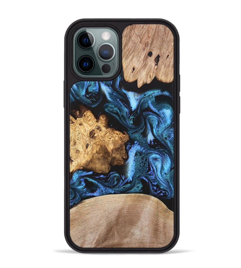 iPhone 12 Pro Max Wood Phone Case - Amalia (Blue, 820358)