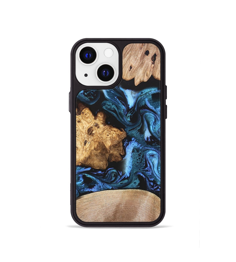 iPhone 13 mini Wood Phone Case - Amalia (Blue, 820358)