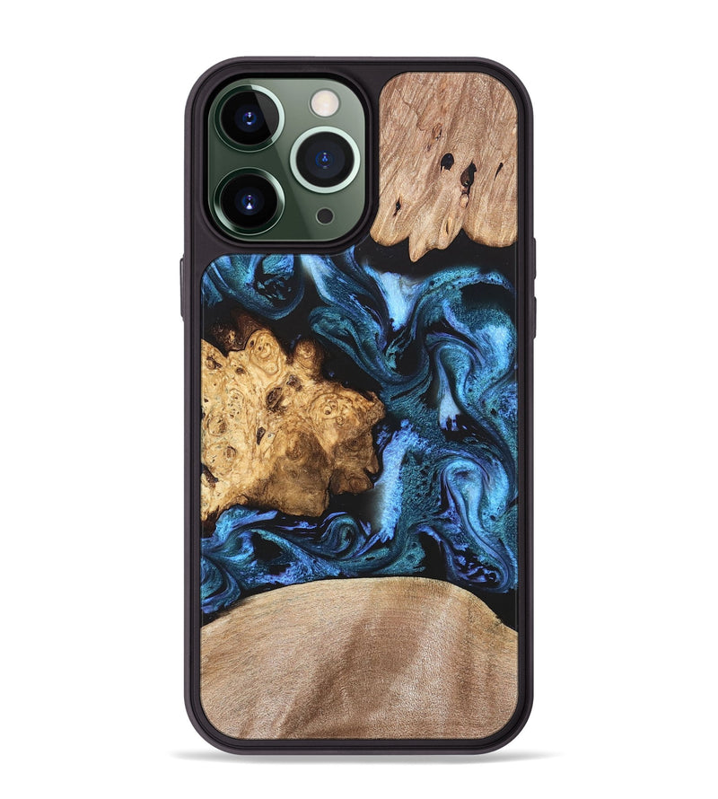 iPhone 13 Pro Max Wood Phone Case - Amalia (Blue, 820358)