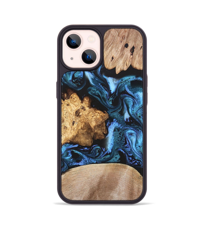 iPhone 14 Wood Phone Case - Amalia (Blue, 820358)