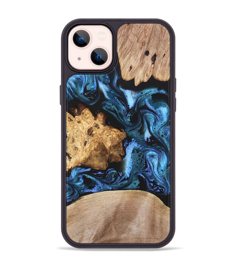 iPhone 14 Plus Wood Phone Case - Amalia (Blue, 820358)