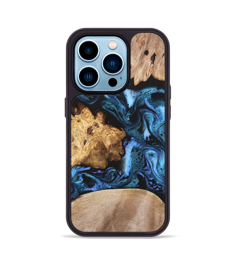 iPhone 14 Pro Wood Phone Case - Amalia (Blue, 820358)