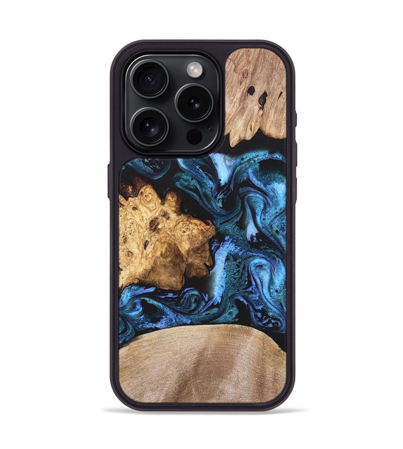 iPhone 15 Pro Wood Phone Case - Amalia (Blue, 820358)