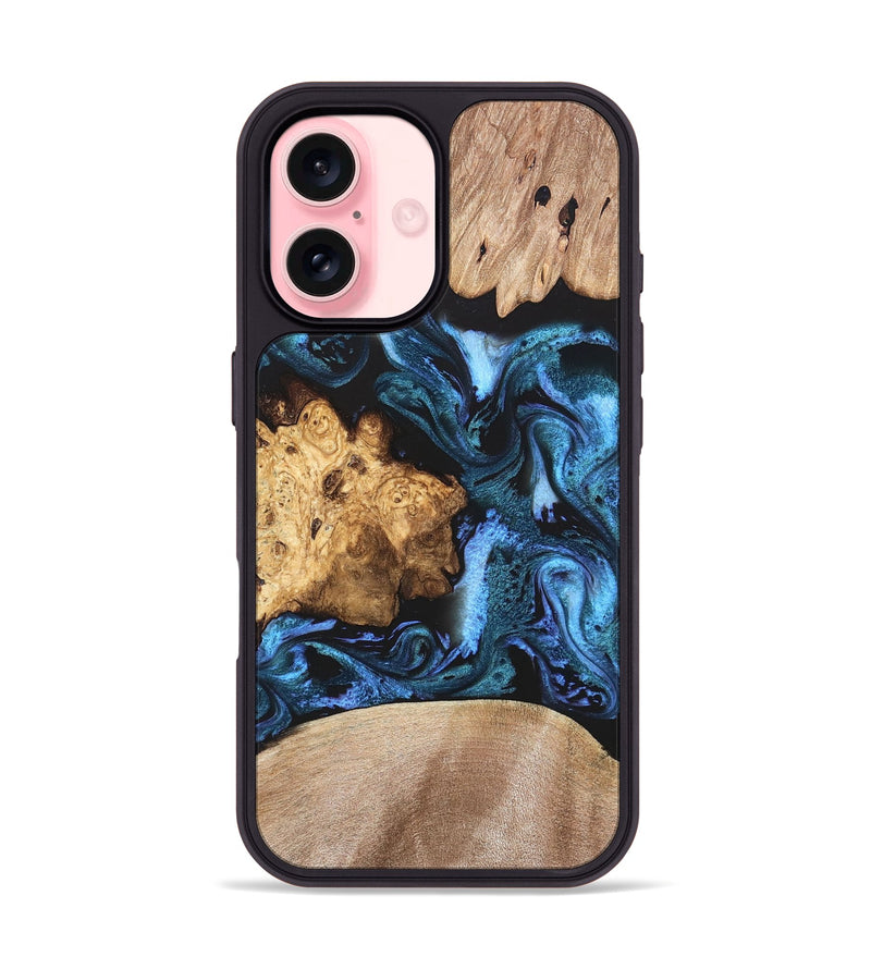 iPhone 16 Wood Phone Case - Amalia (Blue, 820358)