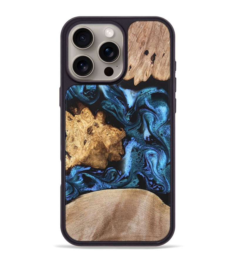 iPhone 16 Pro Max Wood Phone Case - Amalia (Blue, 820358)