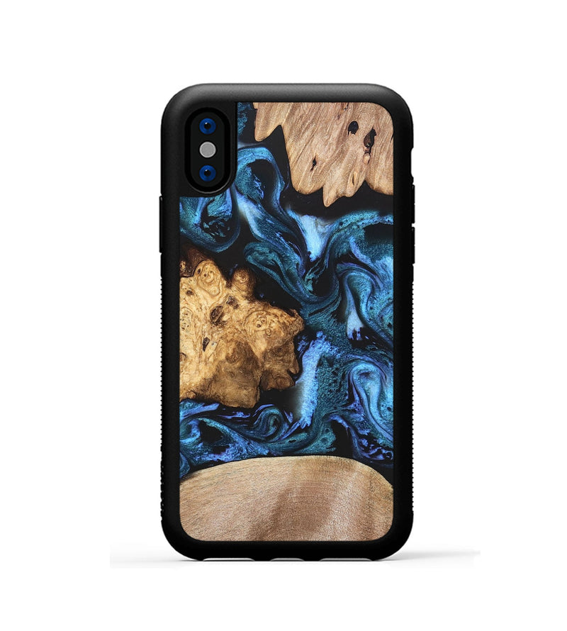 iPhone Xs Wood Phone Case - Amalia (Blue, 820358)