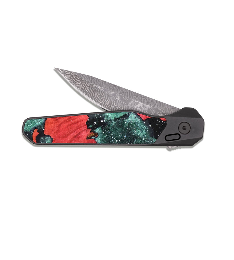 EDC Dark Damascus Wood Pocket Knife - Cassian (Cosmos, 820359)