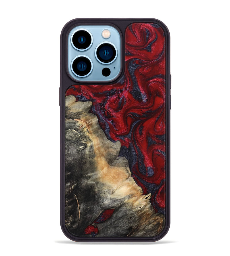 iPhone 14 Pro Max Wood Phone Case - Mozelle (Red, 820366)
