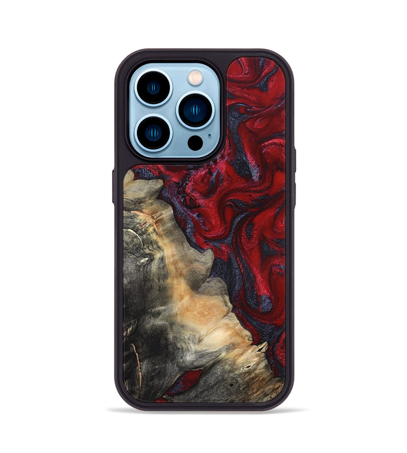 iPhone 14 Pro Wood Phone Case - Mozelle (Red, 820366)