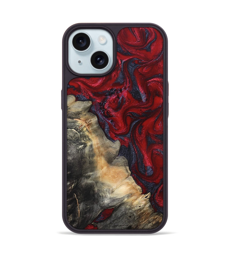 iPhone 15 Wood Phone Case - Mozelle (Red, 820366)