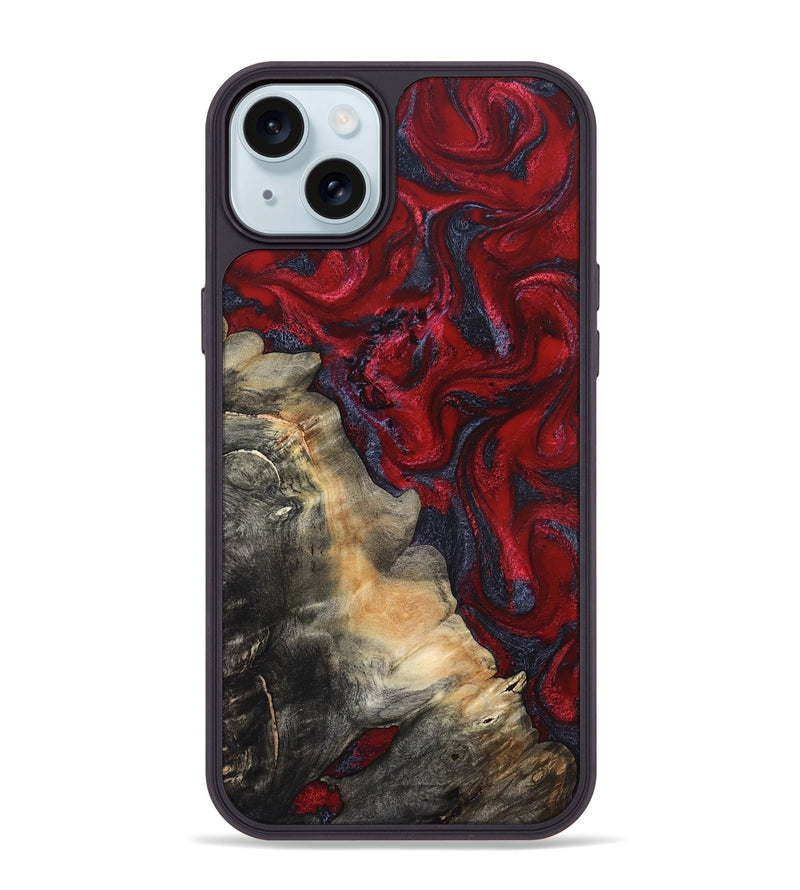 iPhone 15 Plus Wood Phone Case - Mozelle (Red, 820366)