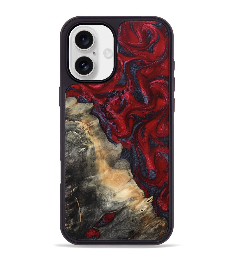 iPhone 16 Plus Wood Phone Case - Mozelle (Red, 820366)