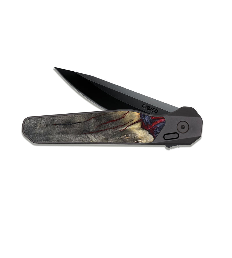 EDC Dark Slate Wood Pocket Knife - Arjun (Red, 820368)