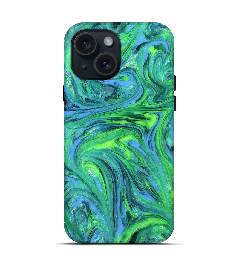 iPhone 15 ResinArt Live Edge Phone Case - Rogelio (Neon, 820380)