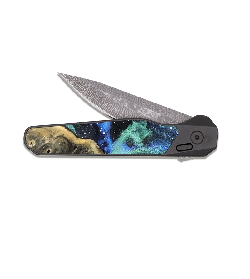 EDC Dark Damascus Wood Pocket Knife - Karyn (Cosmos, 820384)