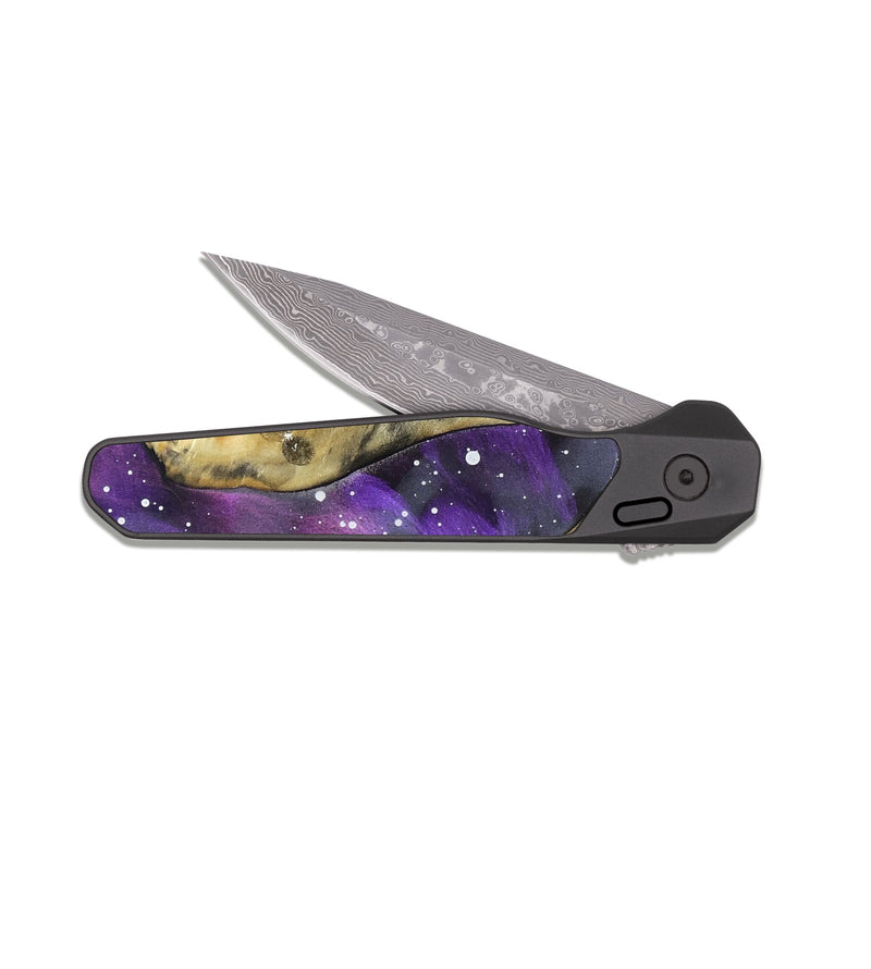 EDC Dark Damascus Wood Pocket Knife - Miya (Cosmos, 820385)