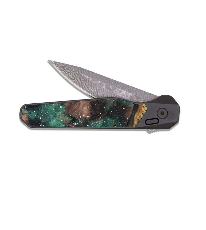 EDC Dark Damascus Wood Pocket Knife - Lena (Cosmos, 820386)