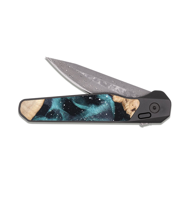 EDC Dark Damascus Wood Pocket Knife - Benita (Cosmos, 820387)