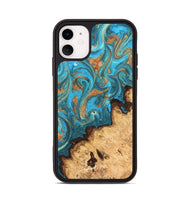 iPhone 11 Wood Phone Case - Kailani (Teal & Gold, 820395)