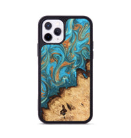 iPhone 11 Pro Wood Phone Case - Kailani (Teal & Gold, 820395)
