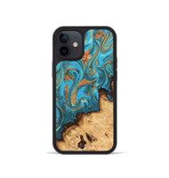 iPhone 12 mini Wood Phone Case - Kailani (Teal & Gold, 820395)