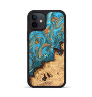 iPhone 12 Wood Phone Case - Kailani (Teal & Gold, 820395)